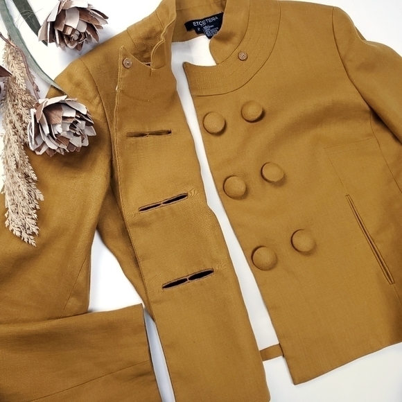 Etcetera Mustard Yellow Gold Double Button Jacket Sz 2 - Picture 10 of 15